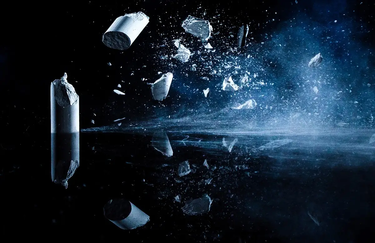 Chalk exploding.
