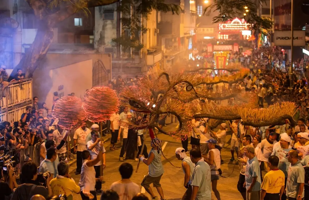 Festival dragon in motion.